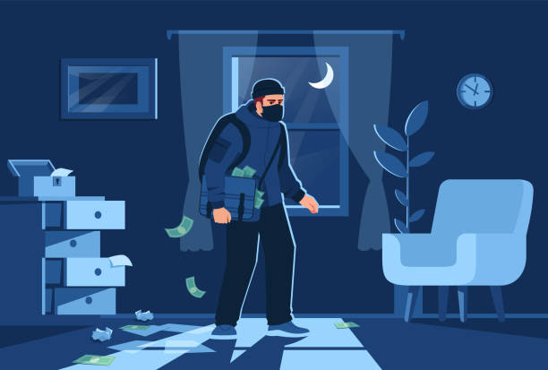 illustration d'un cambrioleur pénétrant le nuit dans une maison